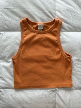 H&M Ribbed Cropped Tank Top in Orange